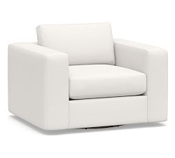 Open Box: Carmel Wide Arm Swivel Chair - Sunbrella® Performance Slub Tweed White