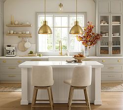 Open Box: Layton Leather Swivel Counter Stool (25.5") - Statesville Pebble, Seadrift