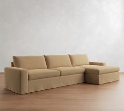 Sierra Slipcovered Chaise Sectional (137"&ndash;154")