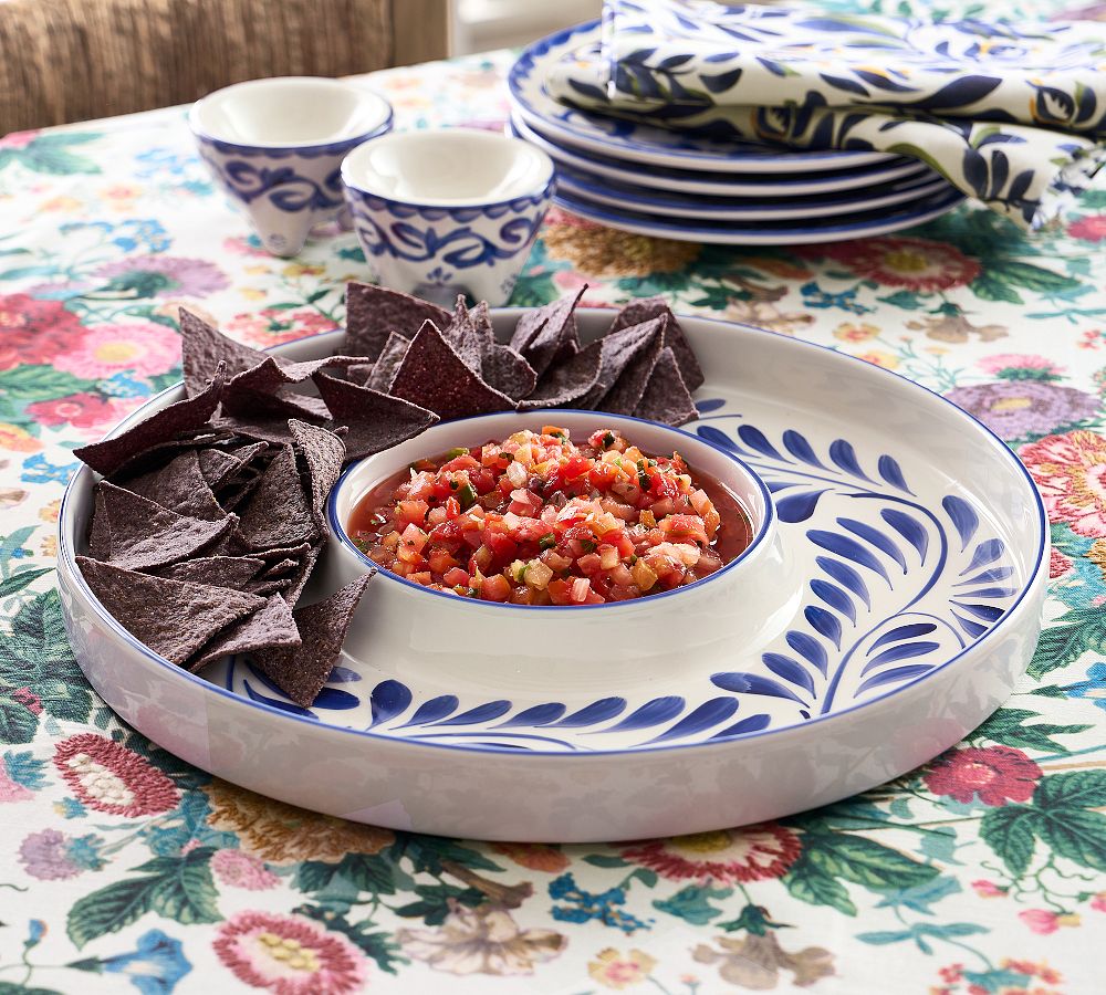 Puebla Porcelain Chip & Dip Server
