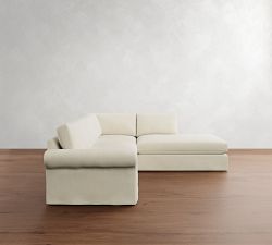 PB Comfort Modern Roll Arm Slipcovered 3-Piece Bumper Sectional (106")