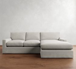 PB Comfort Modern Square Arm Slipcovered Chaise Sectional (100&quot;-126&quot;)