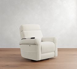 PB Comfort Roll Arm Deluxe Power Swivel Glider Recliner with Massage and Heat