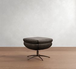 Wells Leather Swivel Ottoman