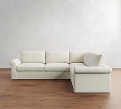 Westwood Roll Arm Slipcovered 3-Piece Sectional (124&quot;)