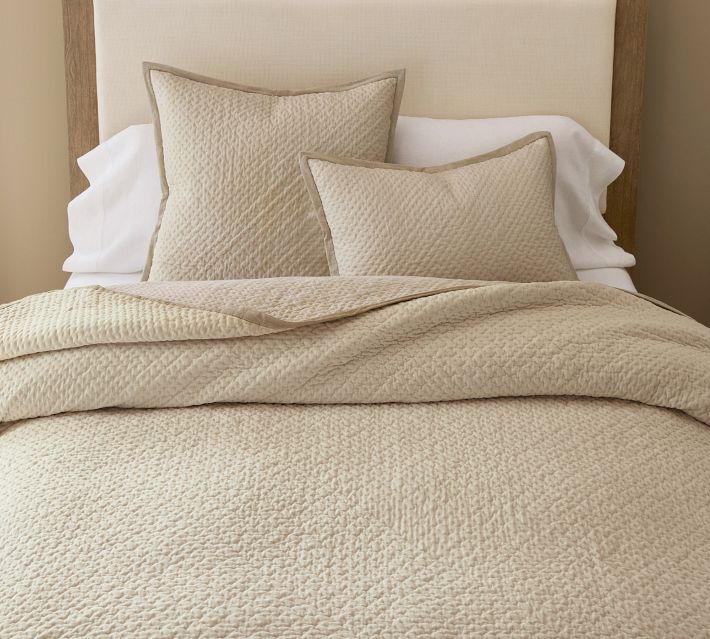 Cross Stitch Velvet Quilted Sham | Pottery Barn