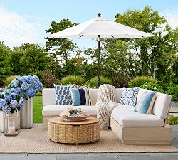 Indio Eucalyptus Modern Platform L-Shaped 3-Piece Outdoor Sectional (90")