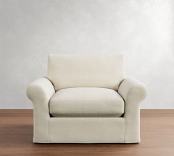 PB Comfort Modern Roll Arm Slipcovered Chair and a Half