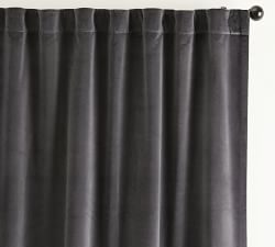 Custom Velvet Twill Blackout Curtain - Washed Black