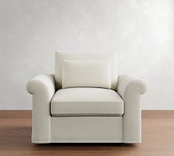 Westwood Roll Arm Deep Seat Slipcovered Swivel Chair