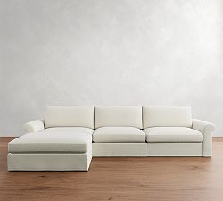 Westwood Roll Arm Slipcovered Modular Chaise Sectional (146&quot;)