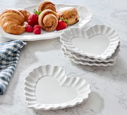 Heirloom Scalloped Heart Stoneware Appetizer Plates - Set of 4