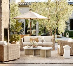 Huntington Wicker Square Arm Swivel Outdoor Lounge Chair