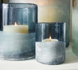 Montauk Frosted Handcrafted Glass Hurricane Candle Holder