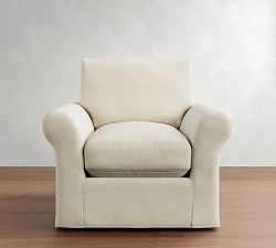 PB Comfort Modern Roll Arm Slipcovered Swivel Chair