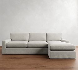 PB Comfort Modern Square Arm Slipcovered Chaise Sectional (100&quot;-126&quot;)