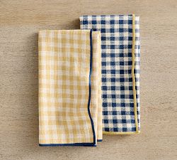 Two-Tone Gingham Organic Cotton Napkins - Set of 4