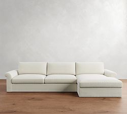 Westwood Roll Arm Slipcovered Chaise Sectional (134"&ndash;144")