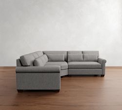 York Roll Arm Deep Seat 3-Piece L-Shaped Wedge Sectional (109")