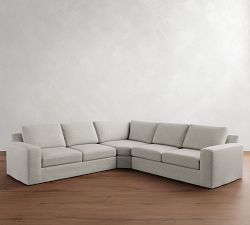 Big Sur Square Arm Slipcovered 3-Piece L-Shaped Wedge Sectional (123")