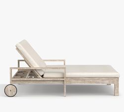 Indio Eucalyptus Outdoor Double Chaise Lounge with Wheels