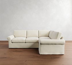 PB Comfort Modern Roll Arm Slipcovered 3-Piece Sectional (114")