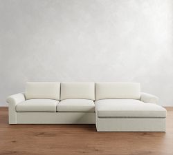 Westwood Roll Arm Slipcovered Chaise Sectional (134"&ndash;144")