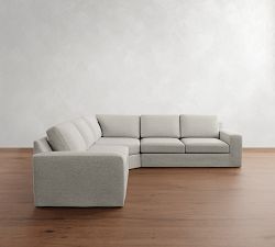 Big Sur Square Arm Slipcovered 3-Piece L-Shaped Wedge Sectional (123")