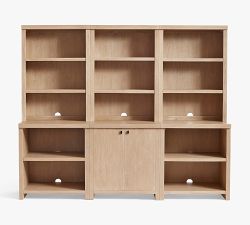 Modern Farmhouse 102&rdquo; Shelf with Mixed Cabinets