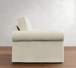 PB Comfort Modern Roll Arm Slipcovered Swivel Chair