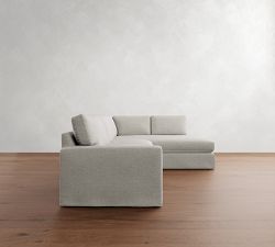 PB Comfort Modern Square Arm Slipcovered Return Bumper Sectional (121")