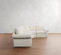 Pearce Roll Arm Slipcovered 3-Piece Curved Wedge Sectional  (131")