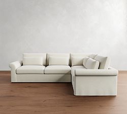 Westwood Roll Arm Deep Seat Slipcovered 3-Piece Sectional (125")