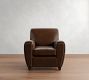 Manhattan Square Arm Leather Chair with Ottoman