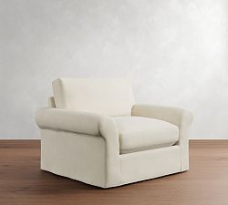 PB Comfort Modern Roll Arm Slipcovered Chair and a Half