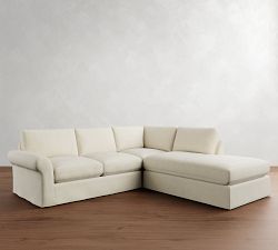PB Comfort Modern Roll Arm Slipcovered 3-Piece Bumper Sectional (106")