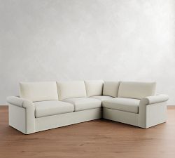 Westwood Roll Arm Slipcovered 3-Piece Sectional (124&quot;)