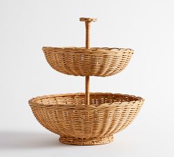 Handwoven Wicker Tiered Stand