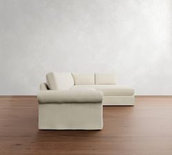 PB Comfort Modern Roll Arm Slipcovered Return Bumper Sectional (124")