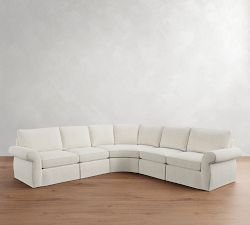Pearce Roll Arm Slipcovered 5-Piece Curved Wedge Sectional (130")