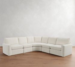 Pearce Square Arm Slipcovered 5-Piece Curved Wedge Sectional (127")