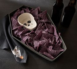 Skull Casket Stoneware Chip &amp; Dip Server