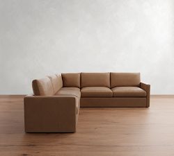 Westwood Square Arm Leather 3-Piece L-Shaped Sectional (117")