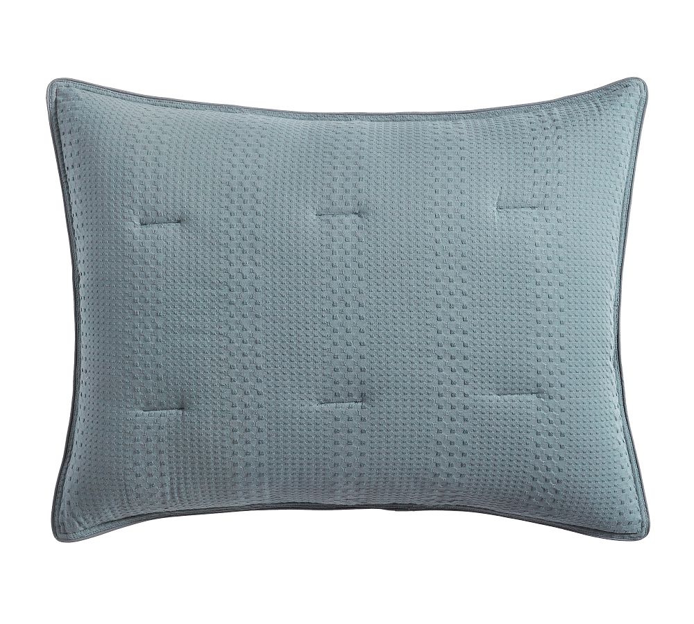 Honeycomb Cotton Comforter Sham (Steel Blue)