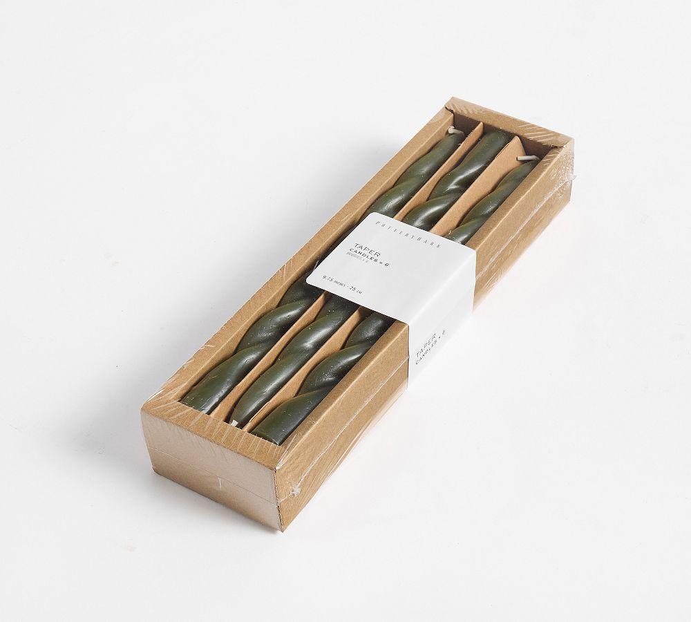 Spiral Taper Candles - Set of 6 - Moss, Set of 6