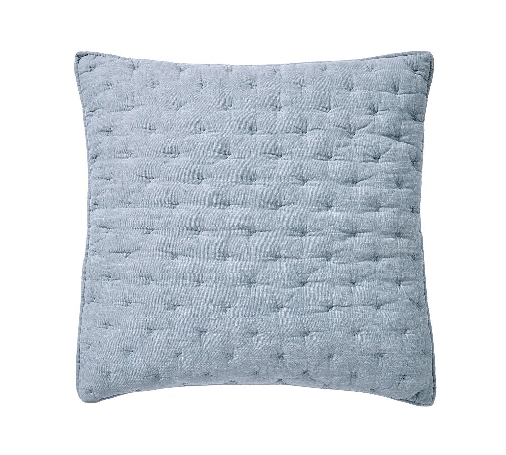 Cotton Cross Stitch Quilted Sham - Chambray, Euro