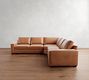 Big Sur Square Arm Leather 3-Piece L-Shaped Wedge Sectional (123")