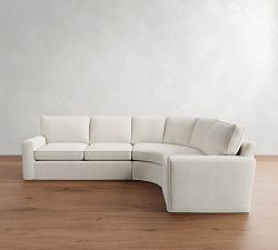 Pearce Square Arm Slipcovered 3-Piece Curved Wedge Sectional (127")