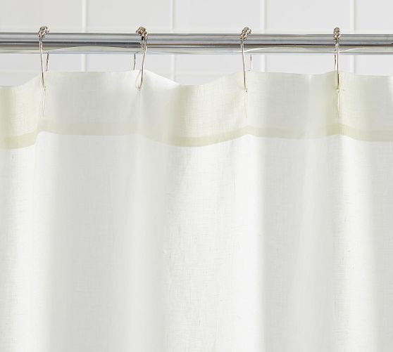 Pottery Barn Belgian Flax Linen Hemstitch Shower Curtain - Thumbnail 4