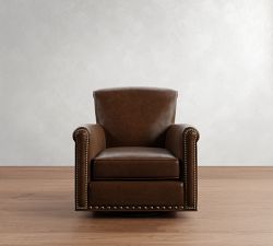 Irving Roll Arm Leather Swivel Glider